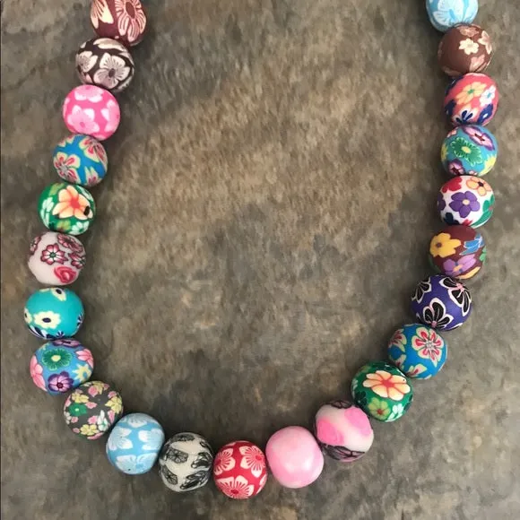 Polymer beads boho necklace