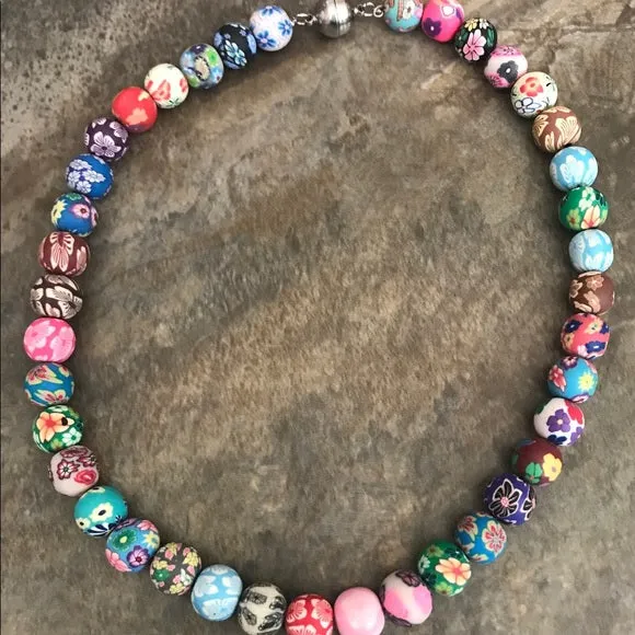 Polymer beads boho necklace