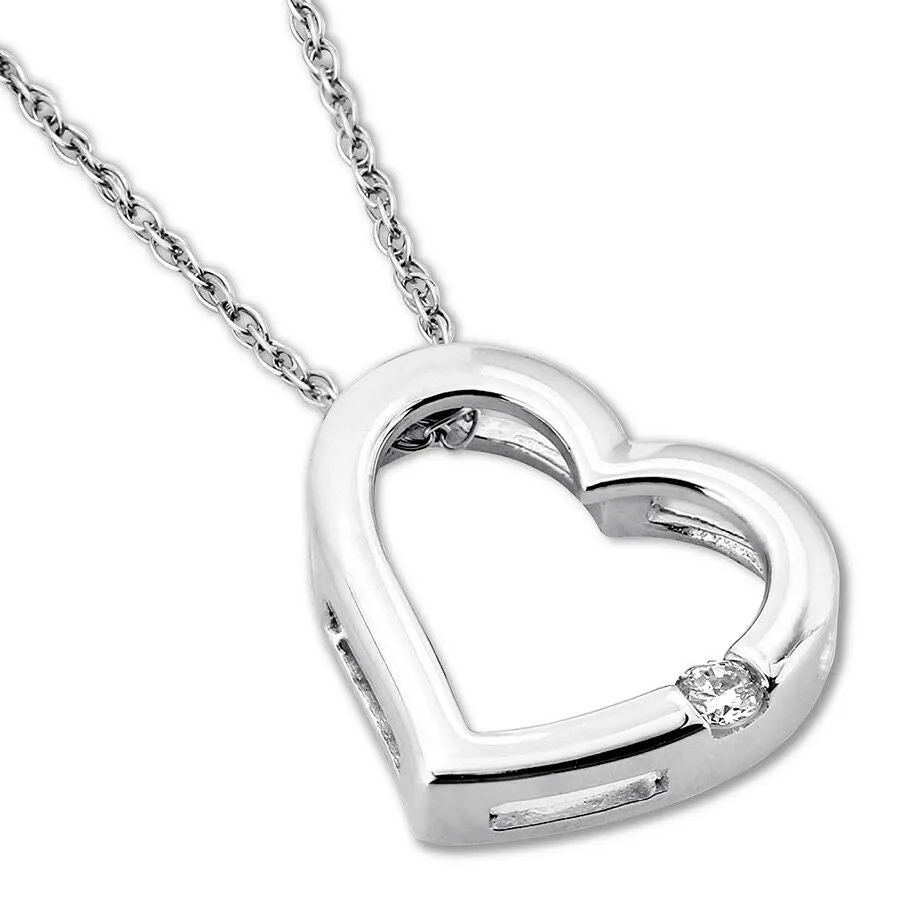 Pre-Owned Jared 10k White Gold Diamond Accent Heart Pendant Necklace