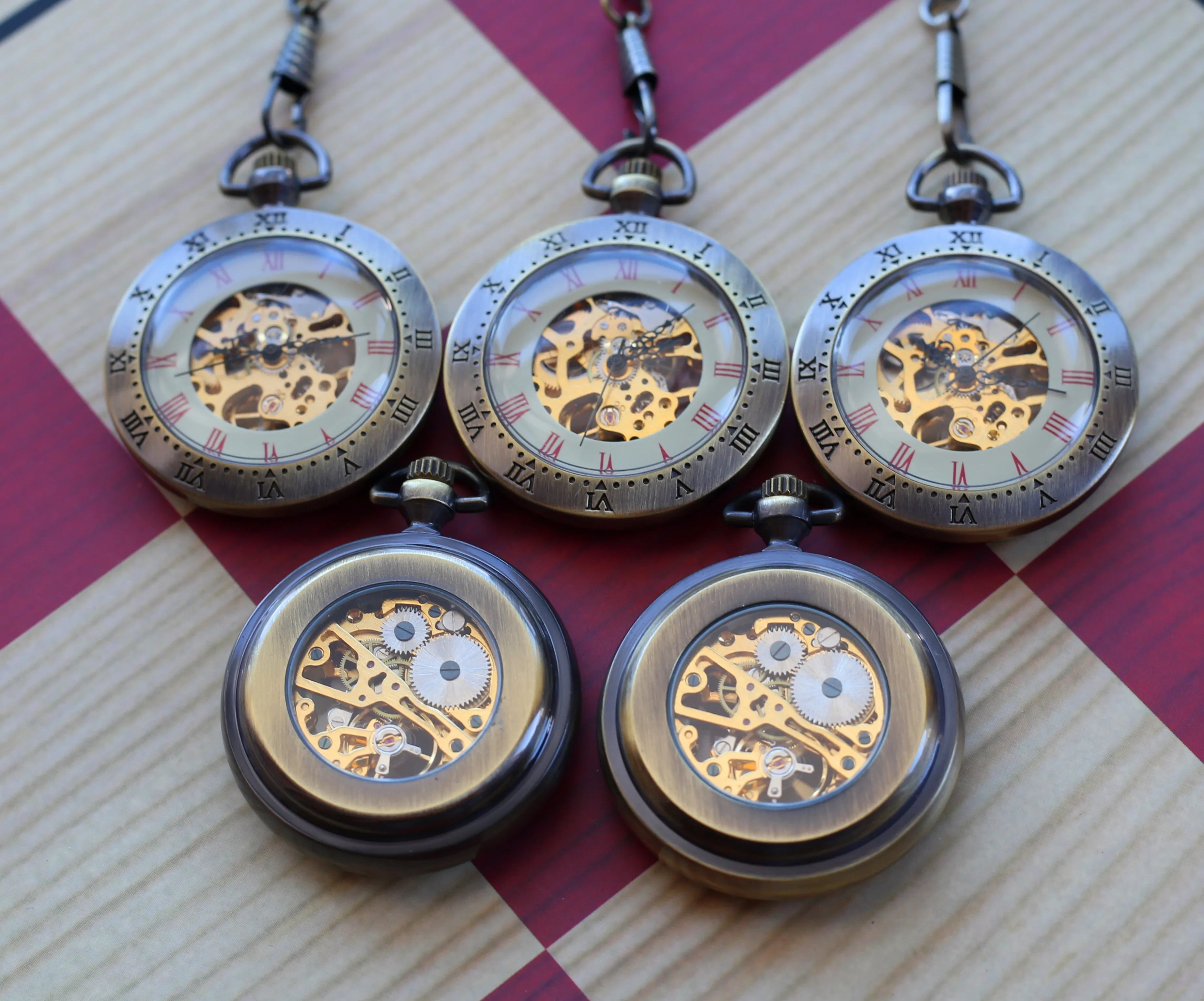 Prefect Wedding Gift Engravable Men's Pocket Watch Personalized Gift  Open Face Antique Gold Bronze Pocketwatch with chain wedding gifts for groomsmen M19