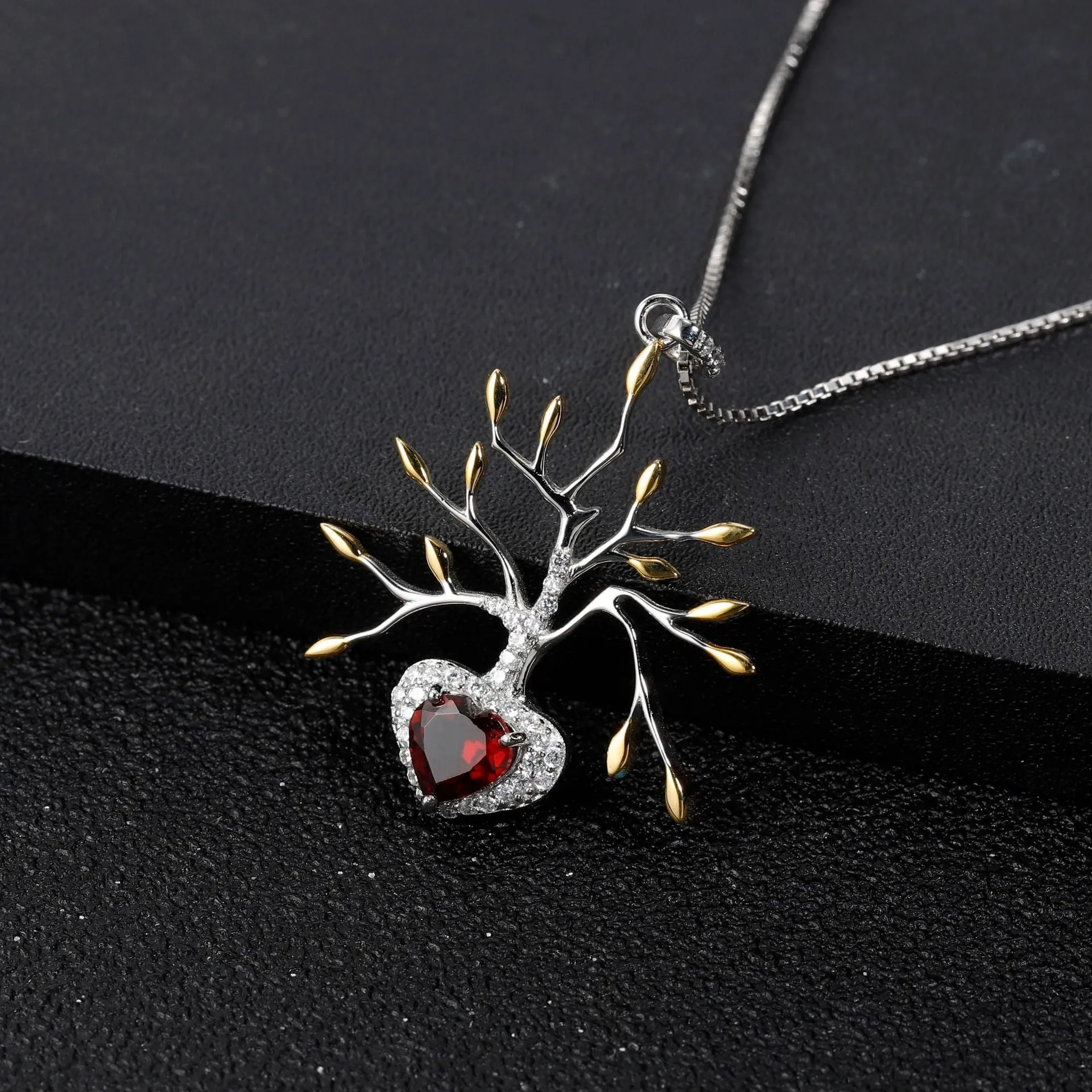 Premium Design Natural Colourful Gemstone Life Tree Pendant Silver Necklace for Women