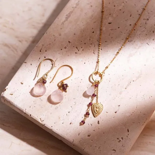 Prestige Rose Quartz Garnet Necklace | a Beautiful Story