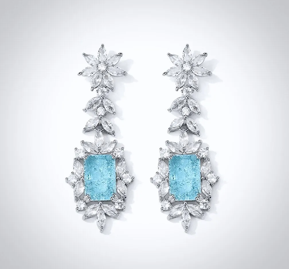 "Alondra" - Aqua Blue Cubic Zirconia Bridal Earrings