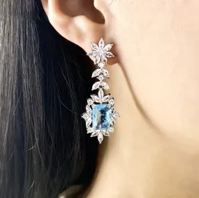 "Alondra" - Aqua Blue Cubic Zirconia Bridal Earrings