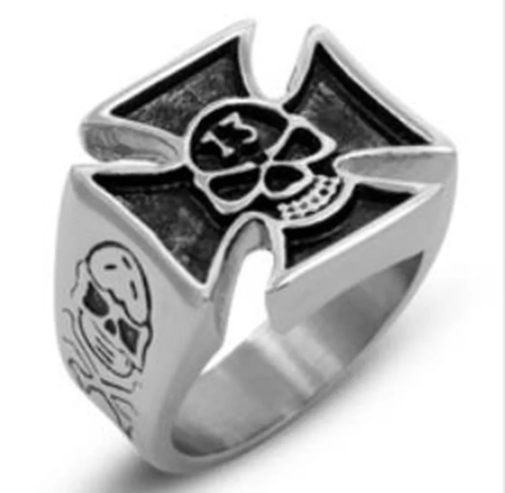 R106 Stainless Steel Skull 13 Biker Ring