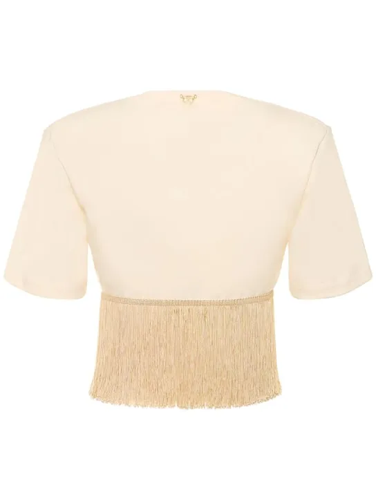 Rabanne   Jersey fringed crop t-shirt 