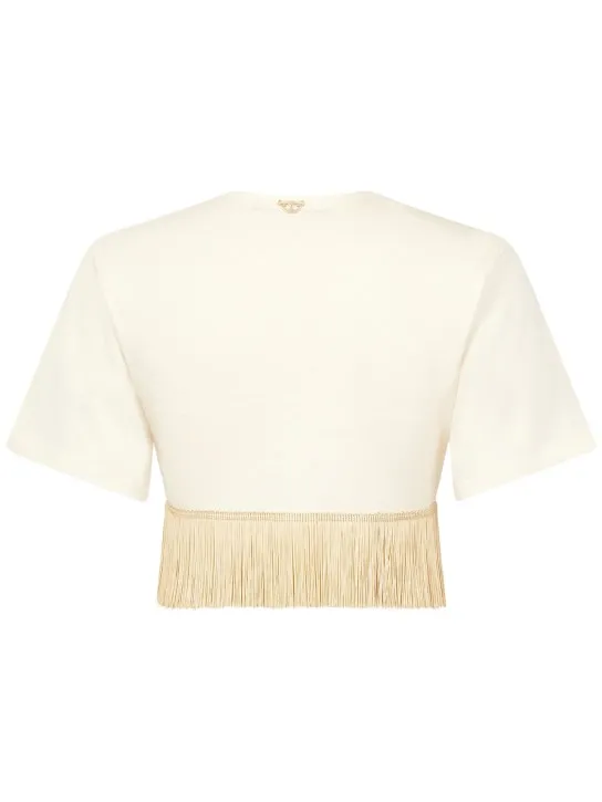 Rabanne   Jersey fringed crop t-shirt 