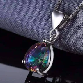 Rainbow Fire Genuine Mystic Topaz Pear Cut 2CT IOBI Precious Gems Pendant