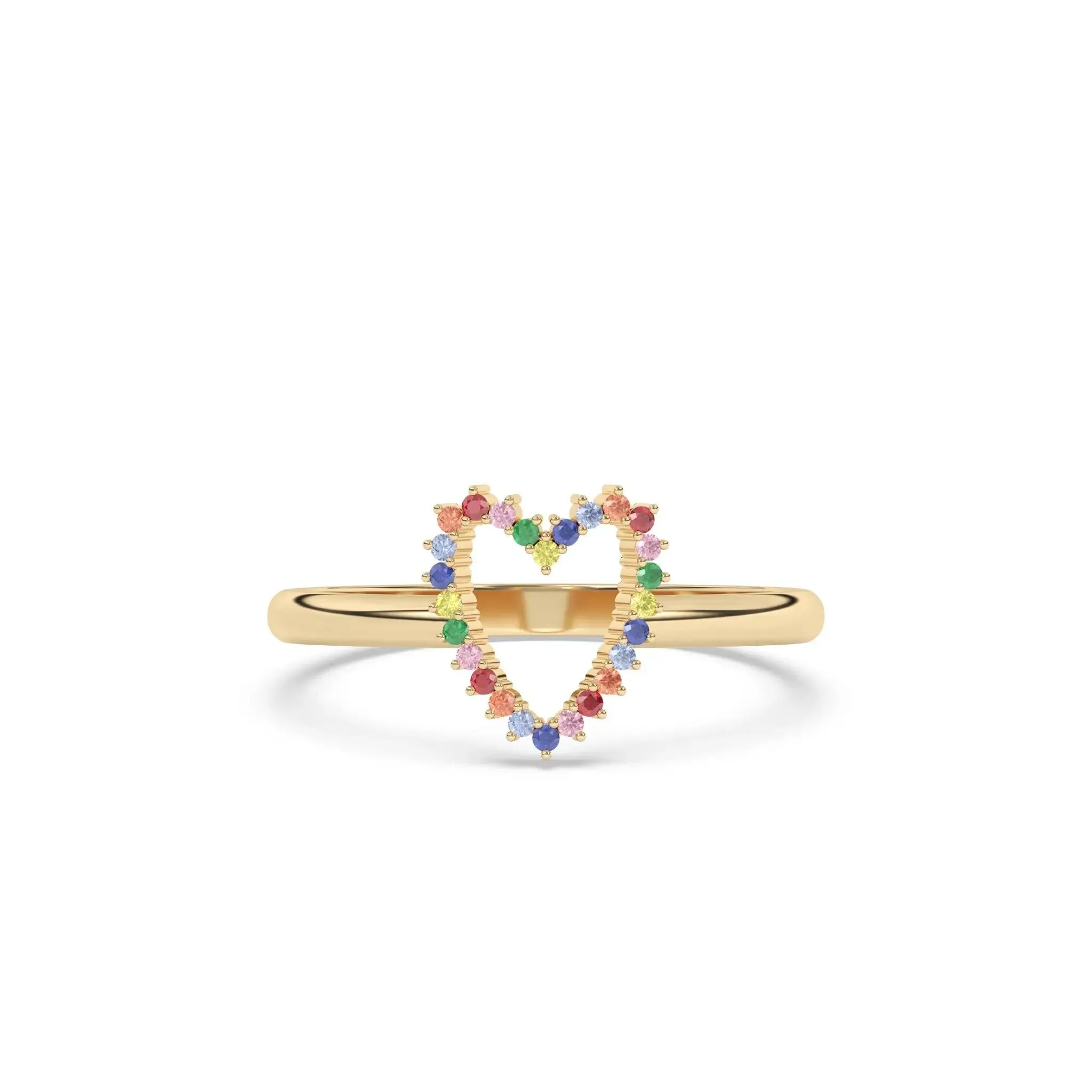 Rainbow Open Heart Ring