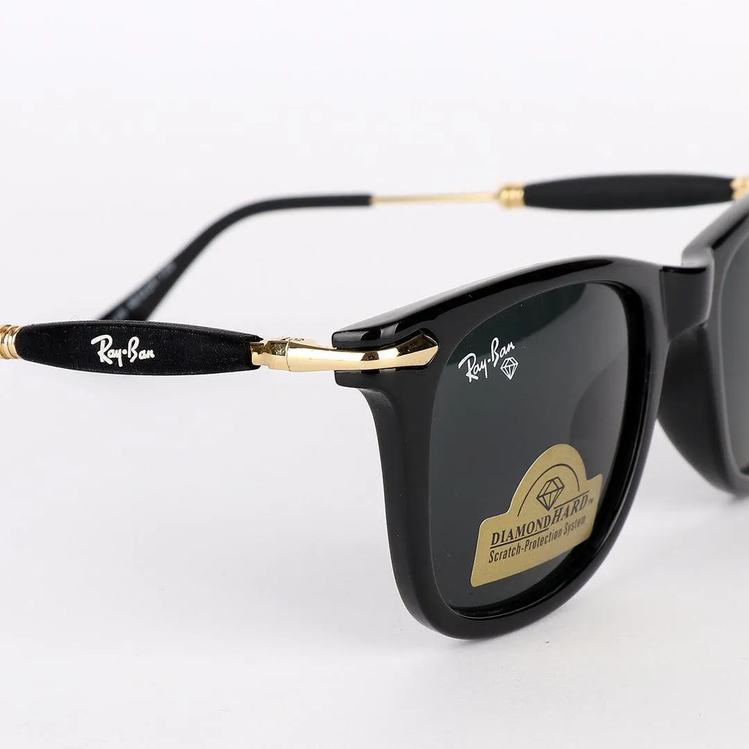 Ray-Ban Luxury Diamond G-15 Lens Black And Gold Sunglasses