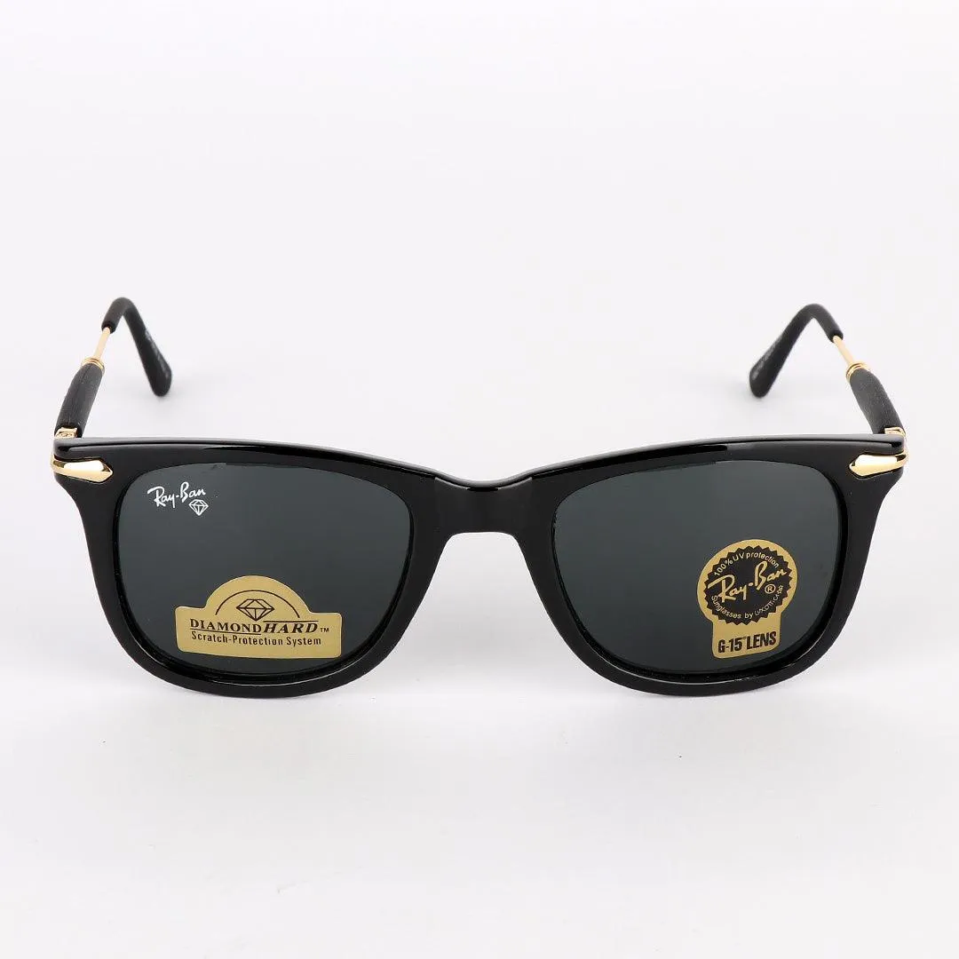 Ray-Ban Luxury Diamond G-15 Lens Black And Gold Sunglasses