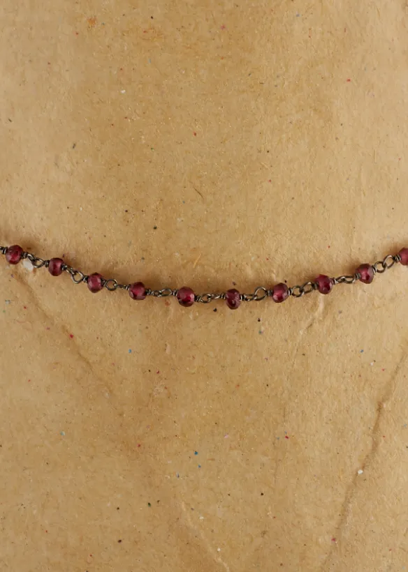 Red Garnet Rosary Stone Necklace