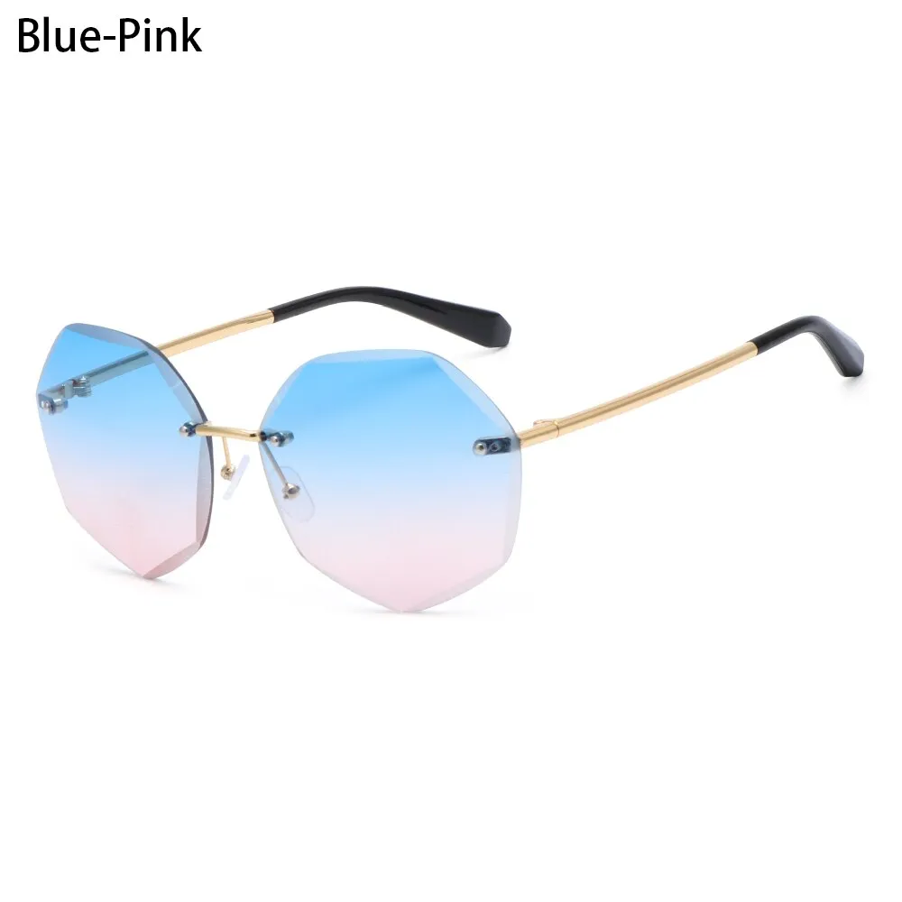 Retro Oversized Diamond Square Sunglasses Retro UV400 Rimless Sunglasses Summer Sun Glasses Eyewear Accessories