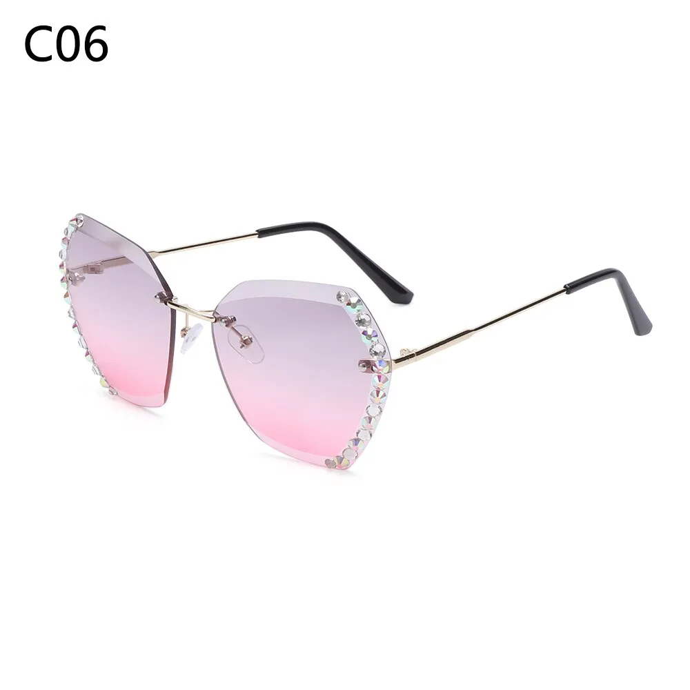 Retro Oversized Diamond Square Sunglasses Retro UV400 Rimless Sunglasses Summer Sun Glasses Eyewear Accessories