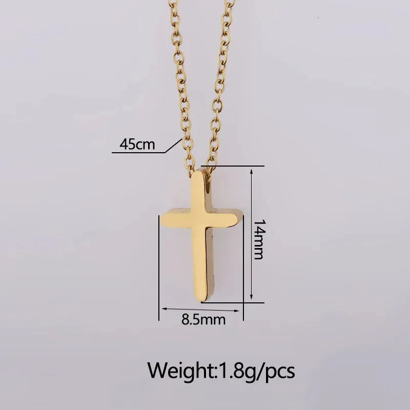 Rinho Fashion Stainless Steel Cross Pendant Necklace Women Men Minimalist Vintage Long Chain Necklaces Chokers Jewelry Gift