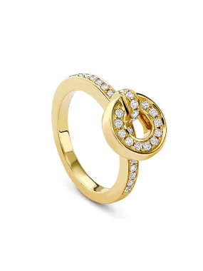 Roulette Pavé Diamond Band Yellow Gold Flip Ring