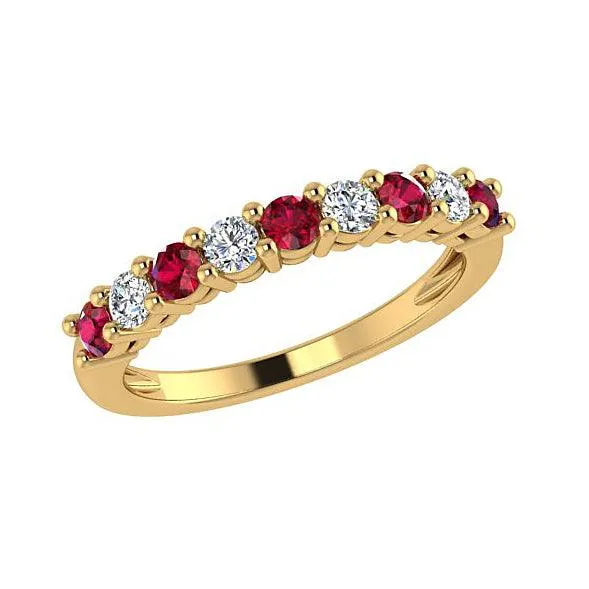 Ruby and Diamond Semi Eternity Ring 18K White Gold