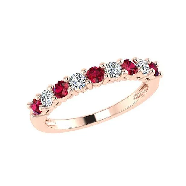 Ruby and Diamond Semi Eternity Ring 18K White Gold