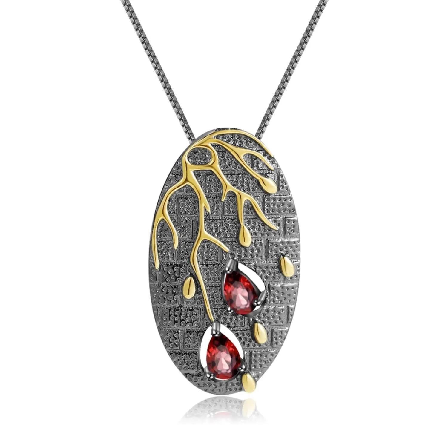 Ruby Gold-Plated Tree of Life Pendant Necklace