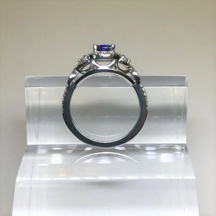 Sapphire & Diamond Halo Engagement Ring