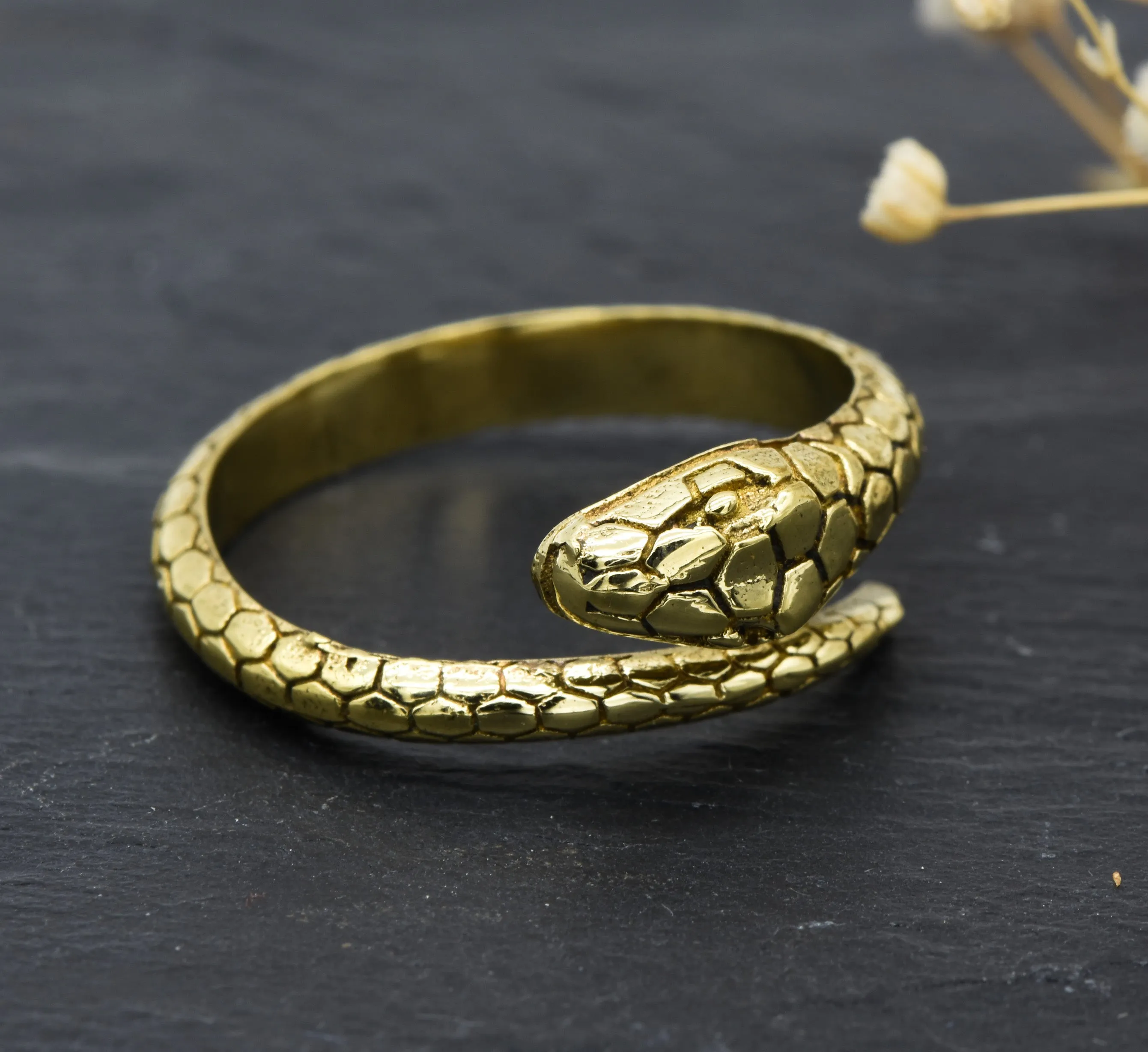 Schlangen Ring Seraphina | Messing | Verstellbar | Snake Ring