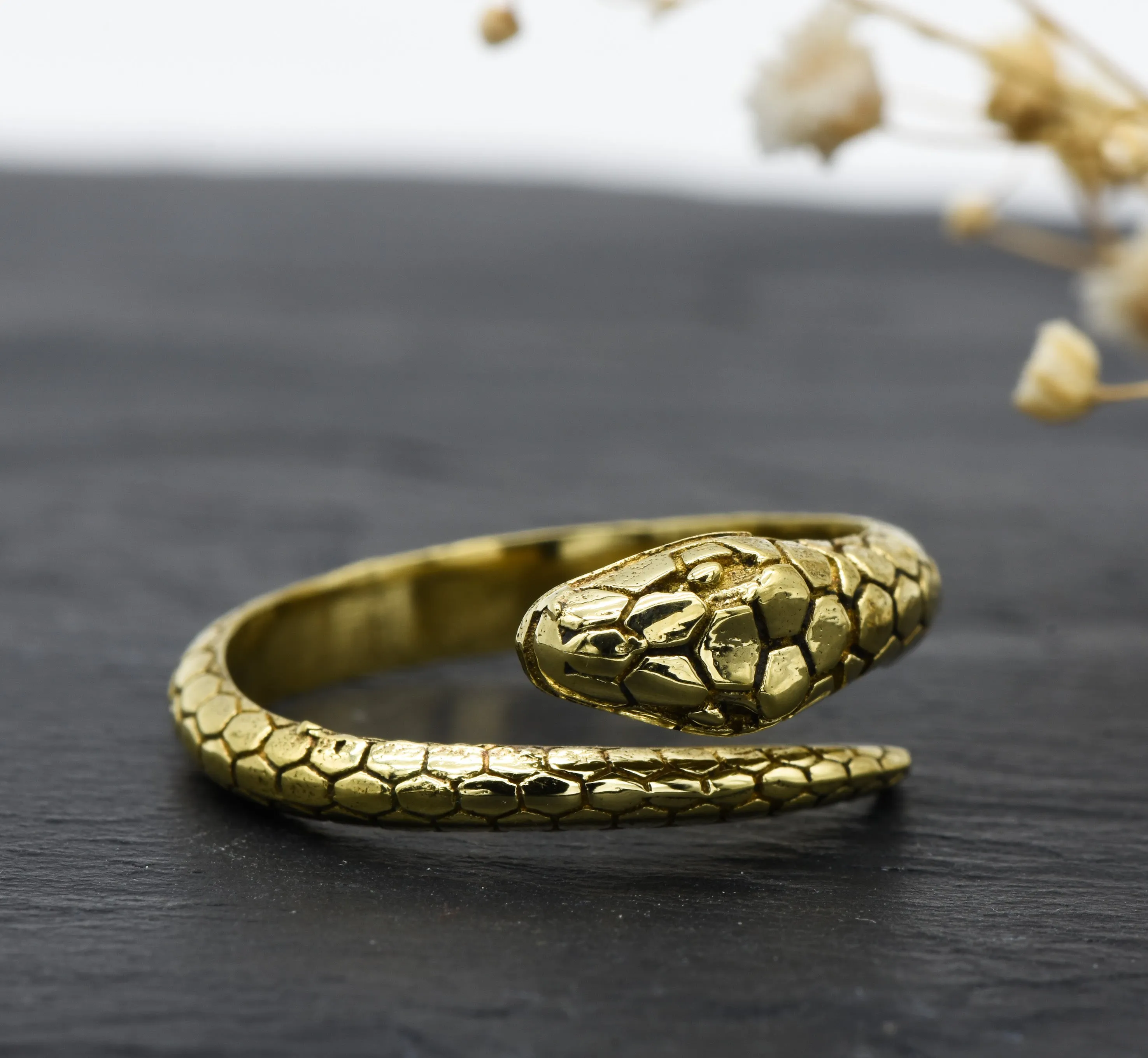 Schlangen Ring Seraphina | Messing | Verstellbar | Snake Ring