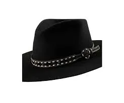 Scroll Embossed Heart Buck Lace Black Hatband