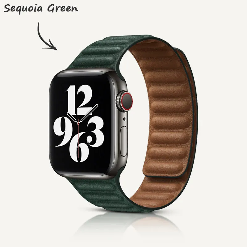 Sequoia Green | Leather Link Magnetic Strap