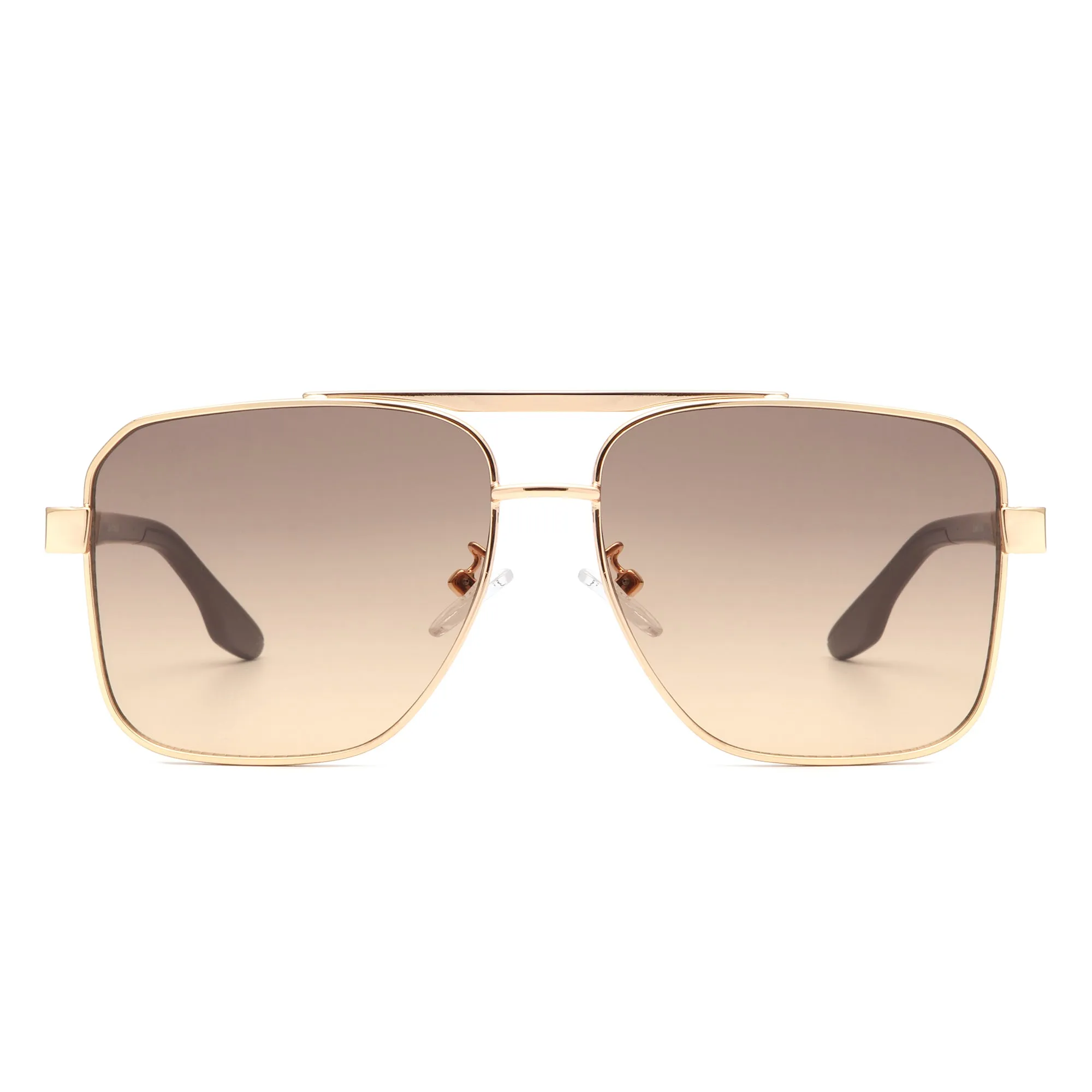 Shimmer - Square Flat Top Tinted Brow-Bar Fashion Sunglasses