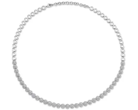 Shy Creation Illusion Cluster Diamond Tennis Choker Necklace, 2.44tw