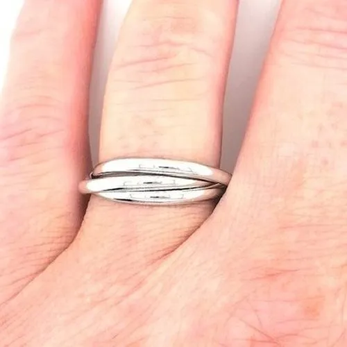 Silver Three Band Russian Wedding Band