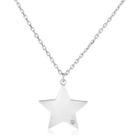 Size: 18'' - Sterling Silver 18 inch Necklace with Star Pendant with Diamond