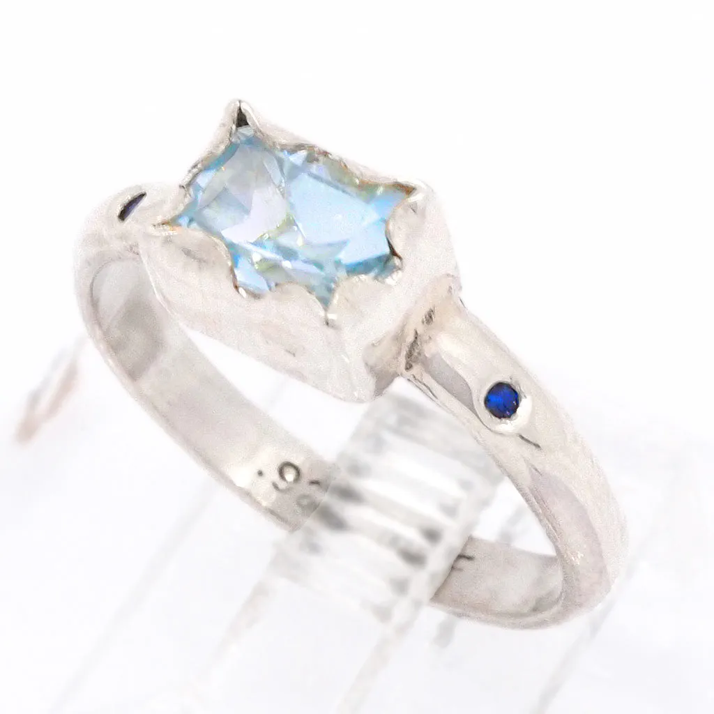 Sky Blue Topaz & Diamonds Ring (size 7)