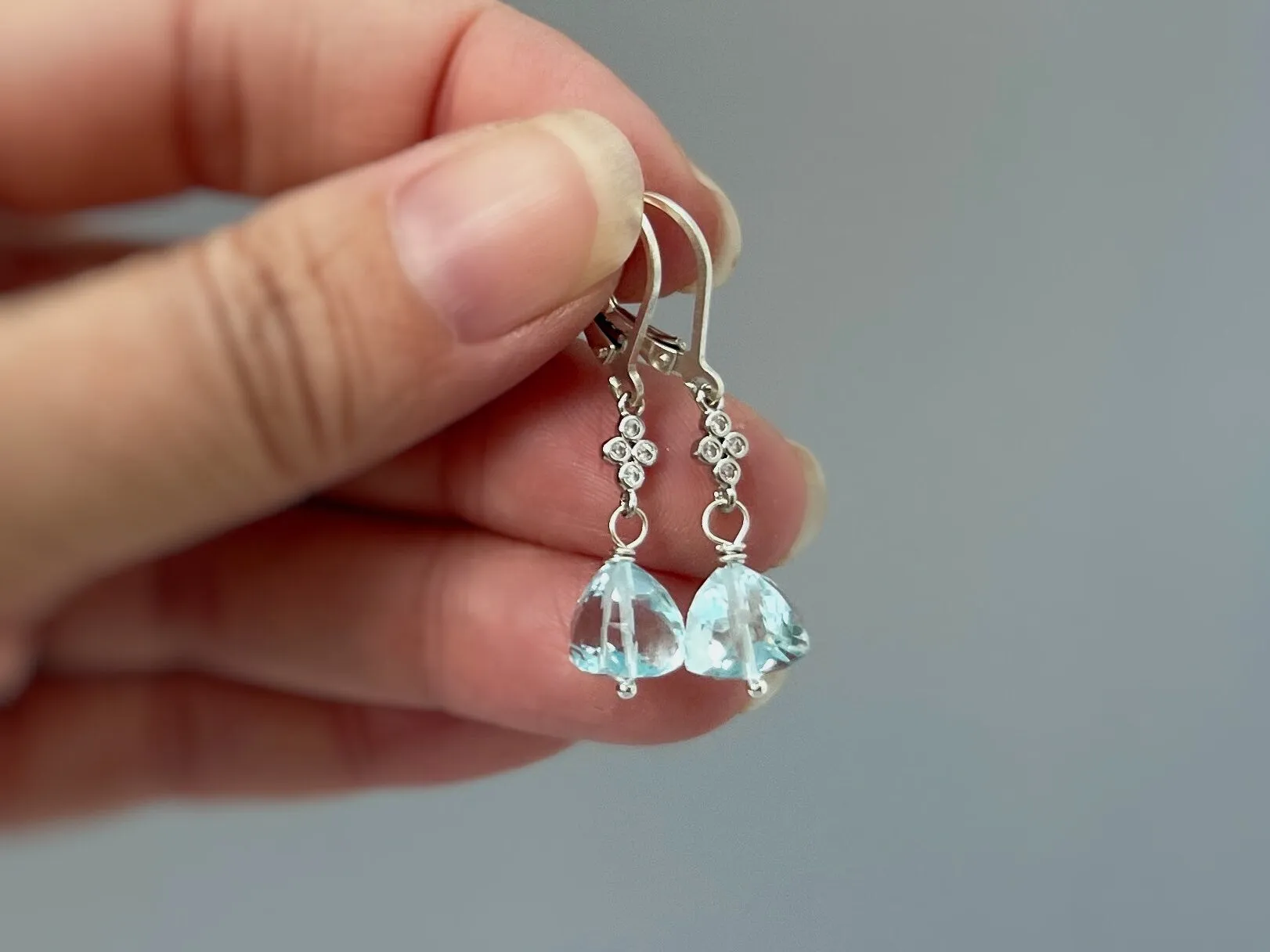 Sky Blue Topaz Quartz Earrings Dangly