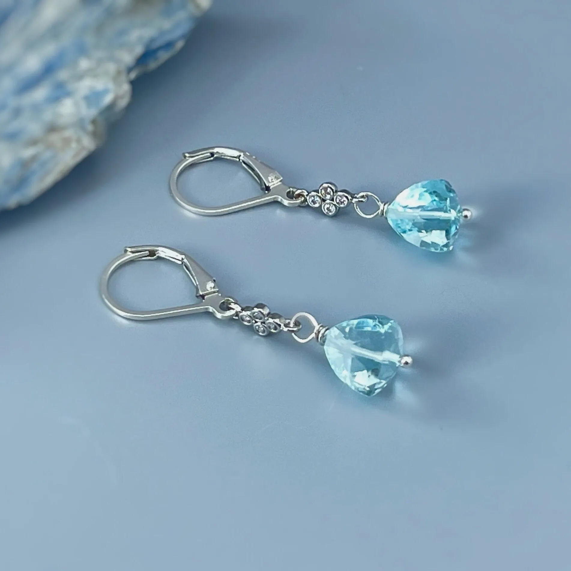 Sky Blue Topaz Quartz Earrings Dangly