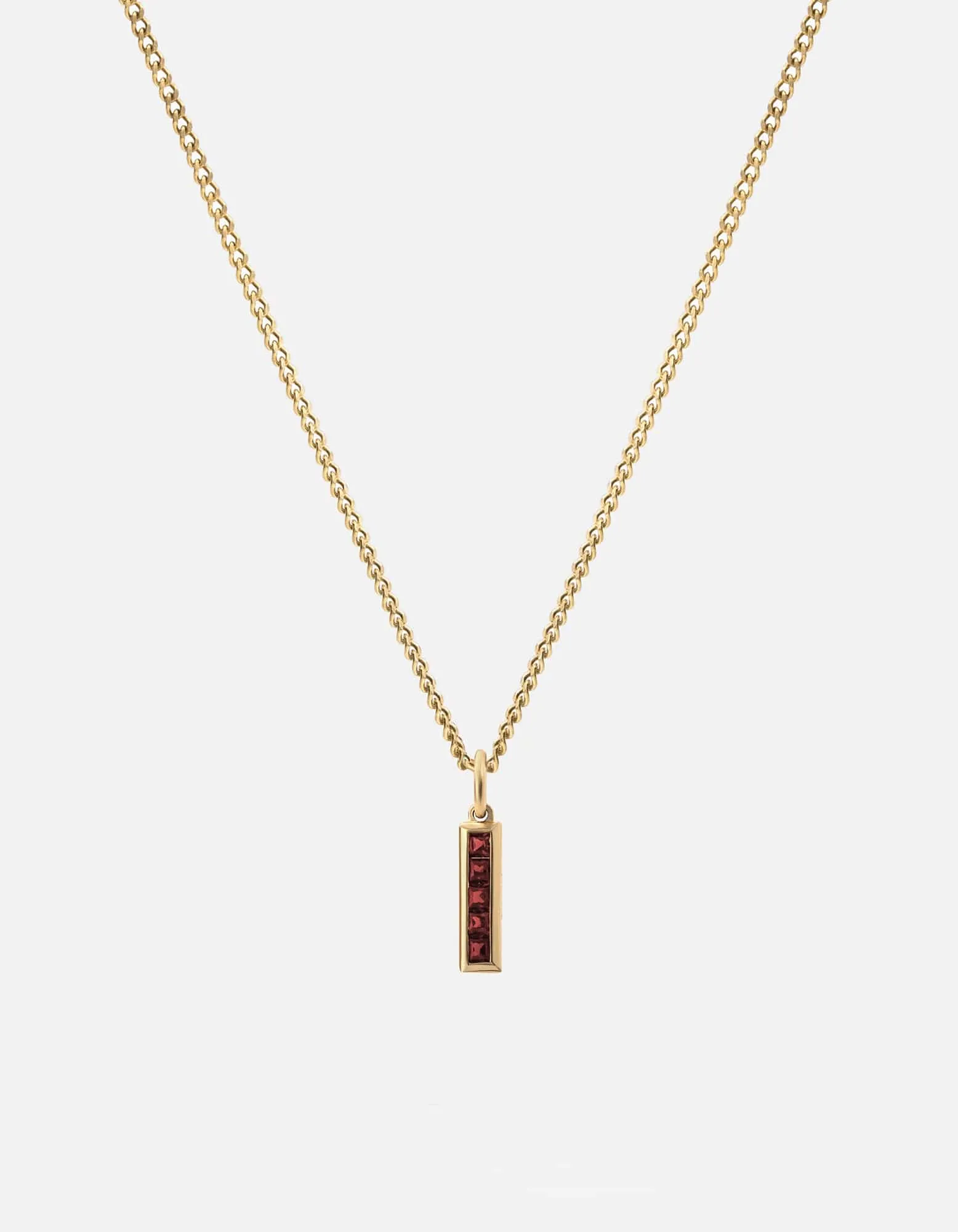 Slim Totem Garnet Necklace, Gold Vermeil