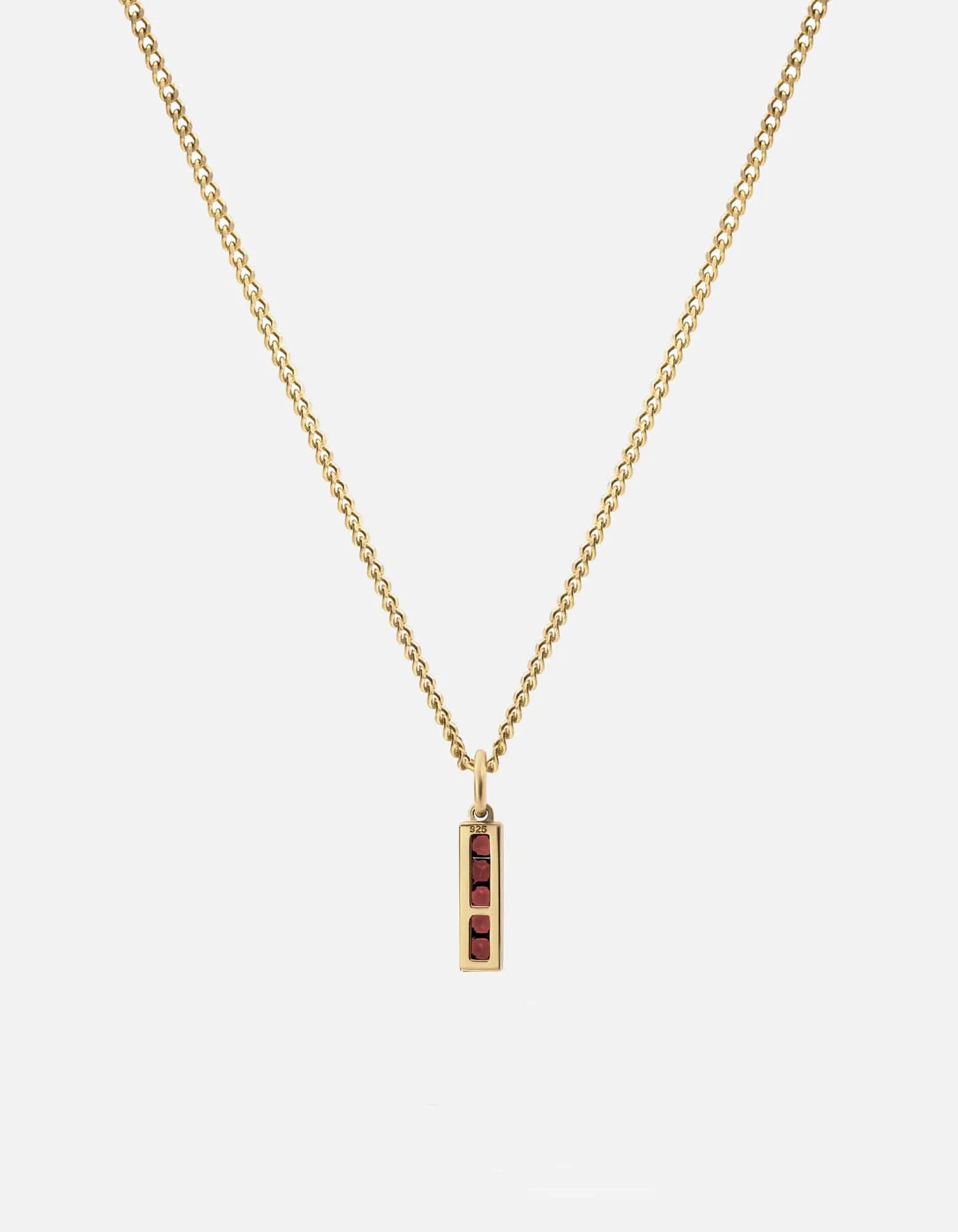 Slim Totem Garnet Necklace, Gold Vermeil