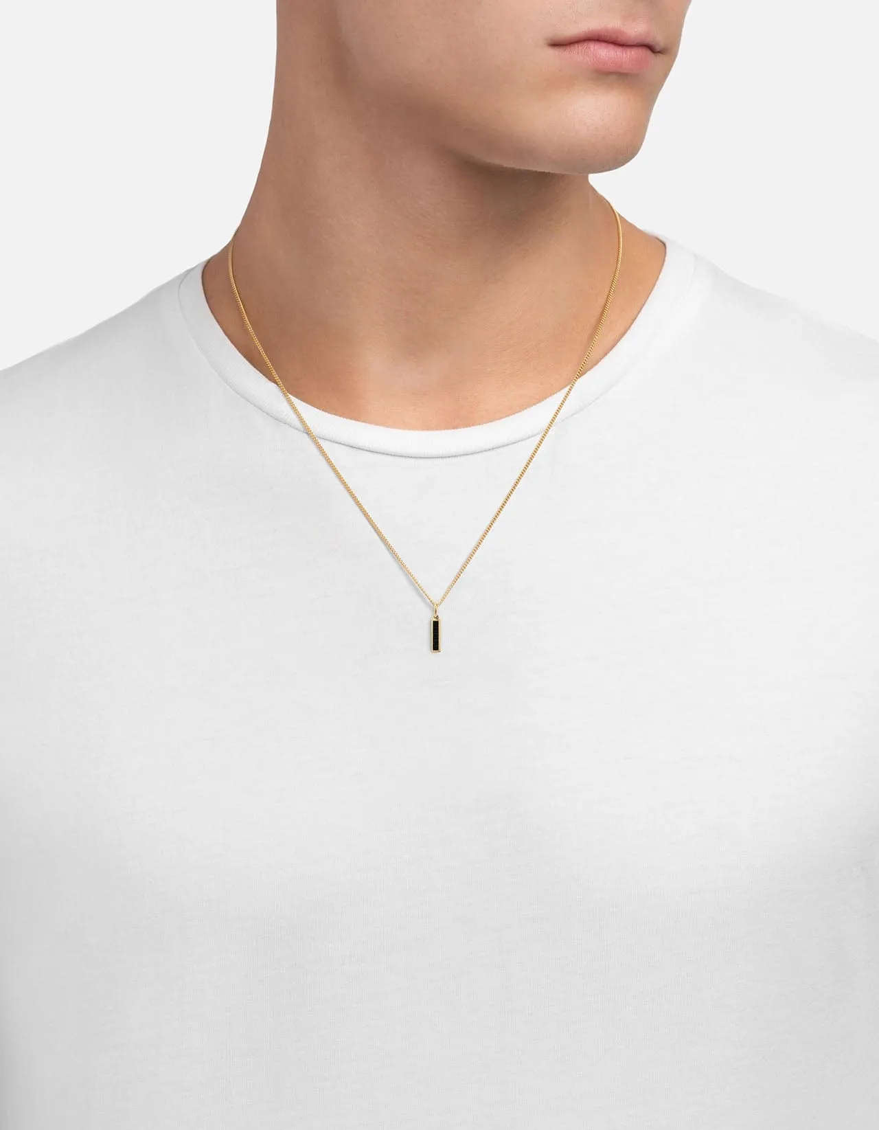 Slim Totem Onyx Necklace, Gold Vermeil