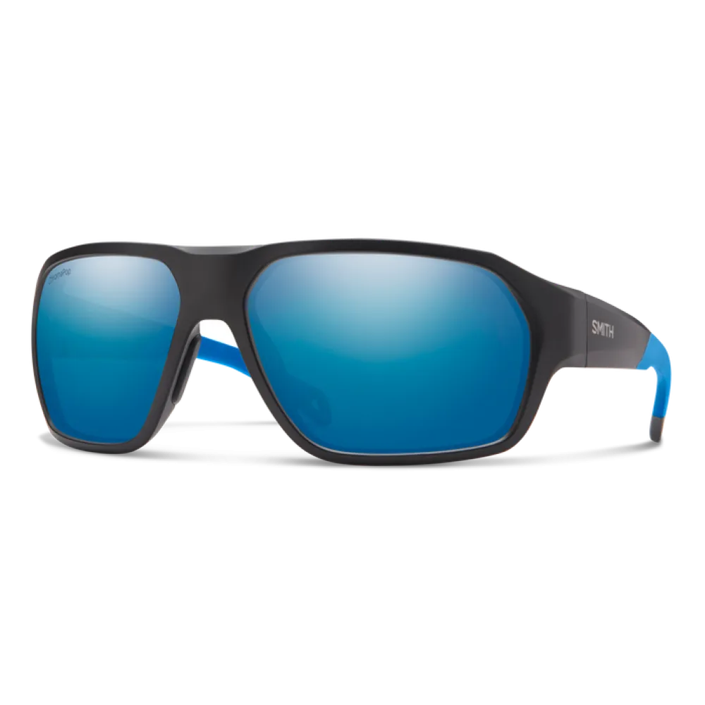 Smith Deckboss Matte Black Blue Frame - ChromaPop Glass Polarized Blue Mirror Lens - Polarized Sunglasses