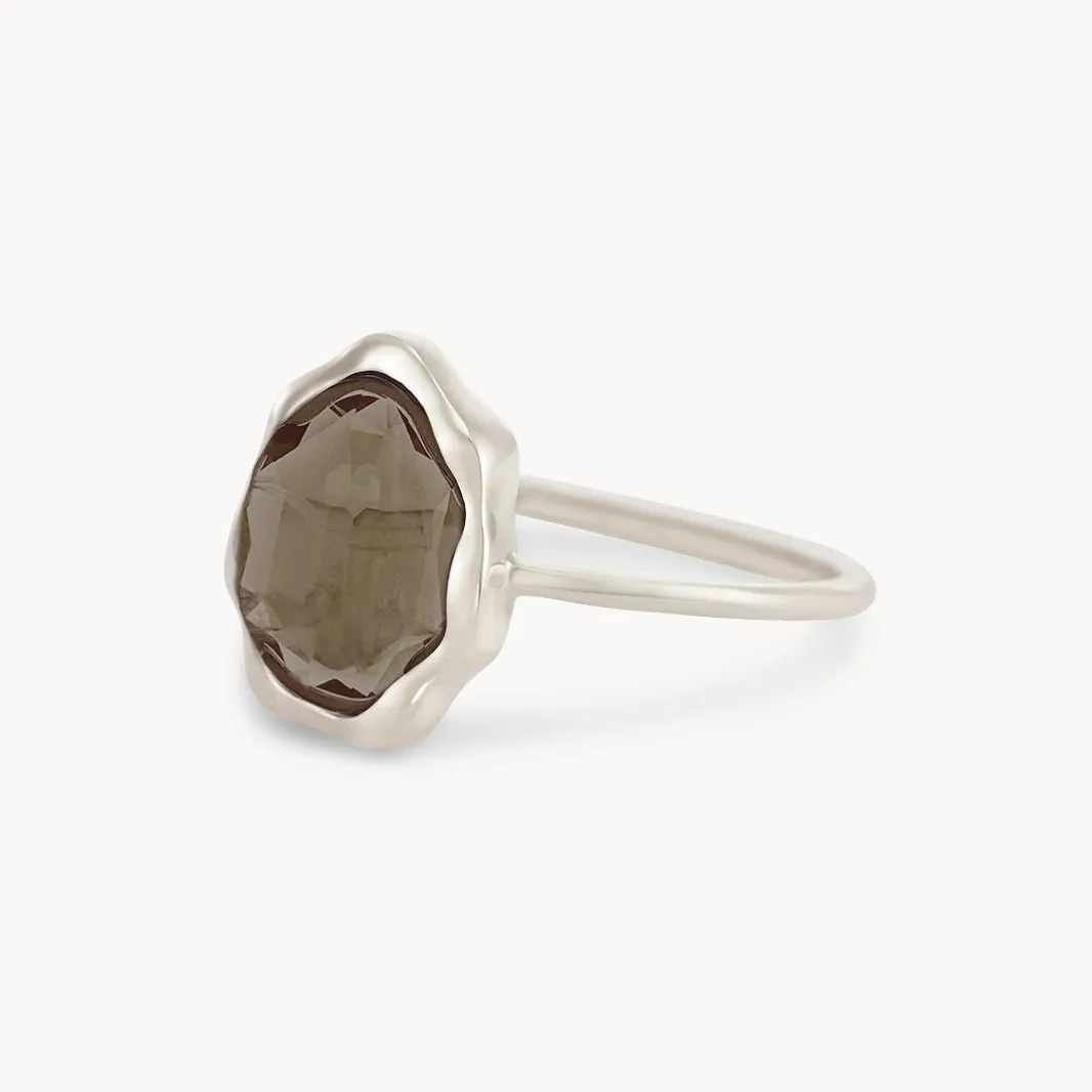 smoky quartz mood ring silver - sterling silver, smoky quartz