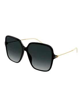 Soft Square Skinny Logo Sunglasses, Black/Gold/Grey