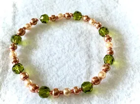 🔴SOLD🔴Leah Handmade Glass, Pearl, and Beaded Expandable Bracelet