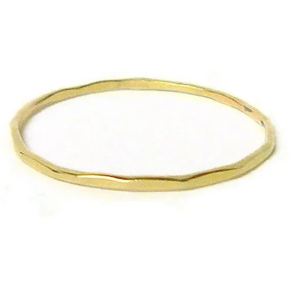 Solid 14k gold ring • Yellow gold stacking ring • Thin gold band dainty ring • Promise ring