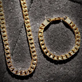 Solid Gold Iced Out Franco Chain & Bracelet ( 8 Mm )