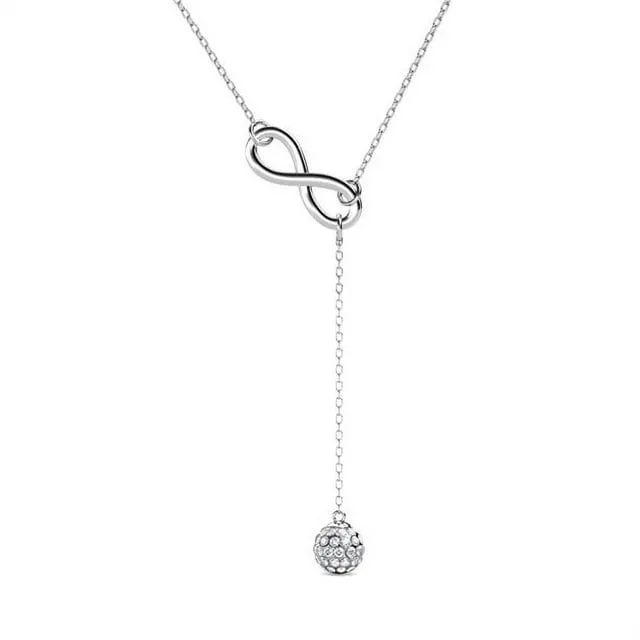 Sonya 18k White Gold Plated Silver Y-Necklace with Crystals