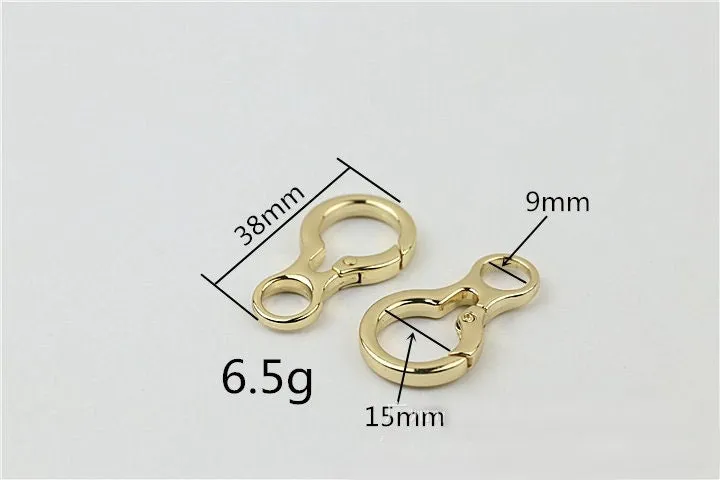 Spring Ring Push Gate Snap 5/8" 15mm Extend Purse Bag Chain Strap Key Fob Keyring Dog Leash Metal Trigger Clasp Clip