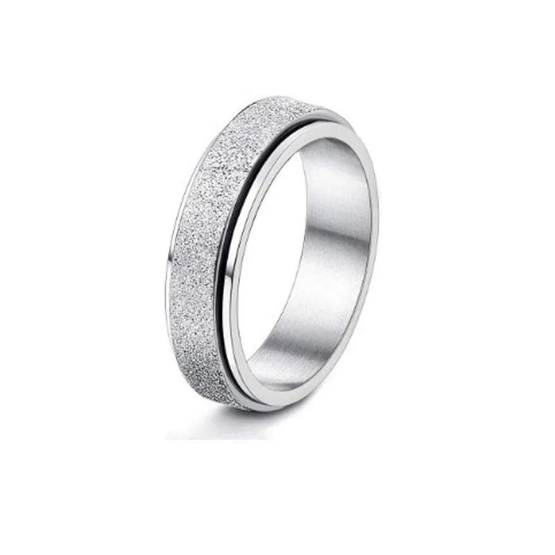 Stainless Steel Celestial Spinner Ring: Moon and Stars Design for Anxiety Relief