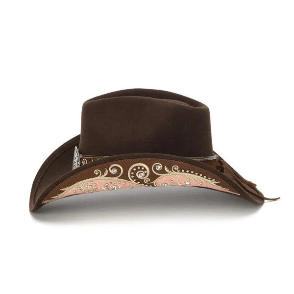 Stampede Hats - Filigree Brown Rhinestone Felt Cowboy Hat