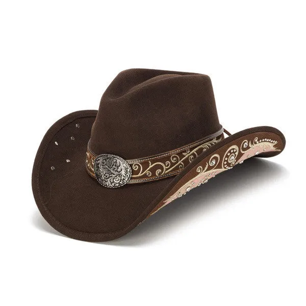 Stampede Hats - Filigree Brown Rhinestone Felt Cowboy Hat