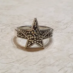 Star Ring Silver Marcasite